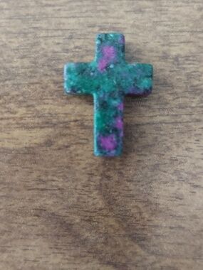 Green and Purple Stone Cross Pendant